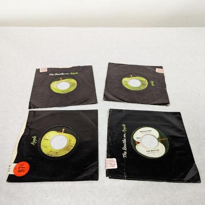 The Beatles on Apple Set of Four 45 Records 'Let it Be' 'Revolution' 'Get Back' 'Mary Hopkins'