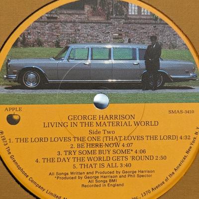 Vintage George Harrison Vinyl Albums 'Extra Texture' and 'Living in the Material World'