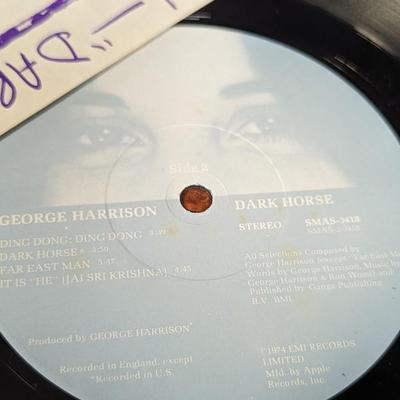 Vintage George Harrison Vinyl Albums 'Darkhorse' and 'Living in the Material World'