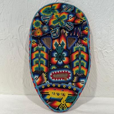 MEXICAN HANDCRAFTED BEADED HUICHOL MASK