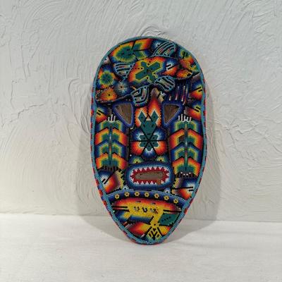 MEXICAN HANDCRAFTED BEADED HUICHOL MASK