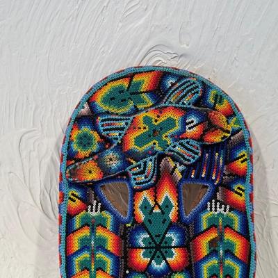 MEXICAN HANDCRAFTED BEADED HUICHOL MASK