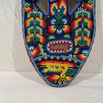MEXICAN HANDCRAFTED BEADED HUICHOL MASK