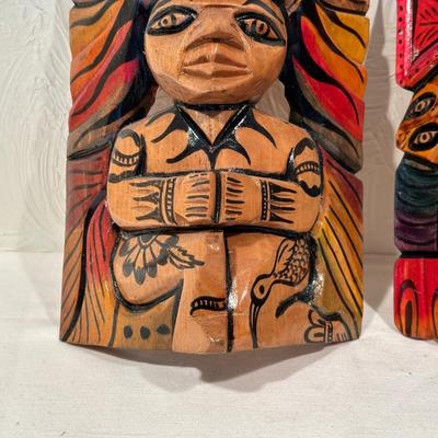 HAND CARVED AND PAINTED WOODEN MASKS