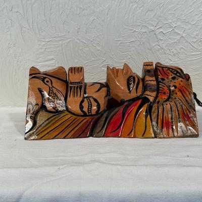 HAND CARVED AND PAINTED WOODEN MASKS