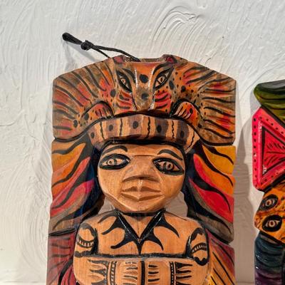 HAND CARVED AND PAINTED WOODEN MASKS