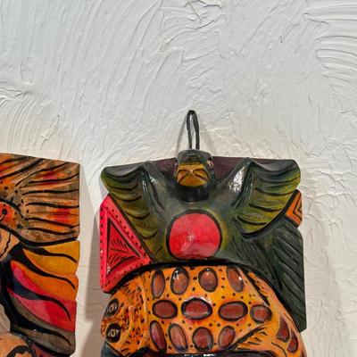 HAND CARVED AND PAINTED WOODEN MASKS