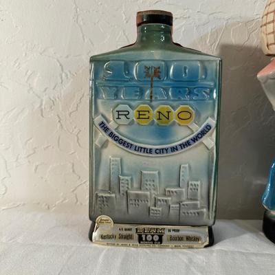 2 RENO AND AN ELEPHANT HOLDING THE WORLD JIM BEAM DECANTERS