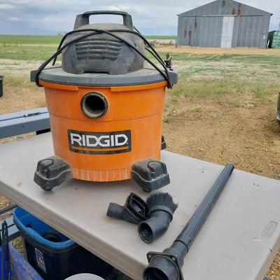 RIDGID SHOP VAC WITH HOSE AND ATTACHMENTS