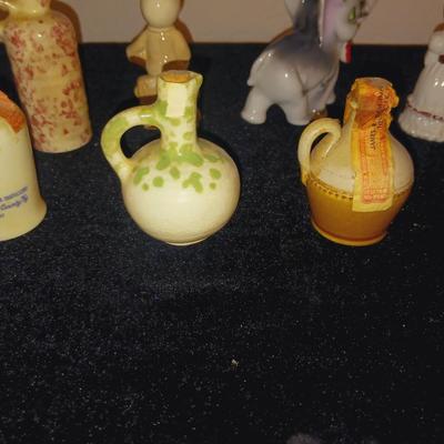 VINTAGE FIGURINES AND SOME OLD SEALED BOTTLES