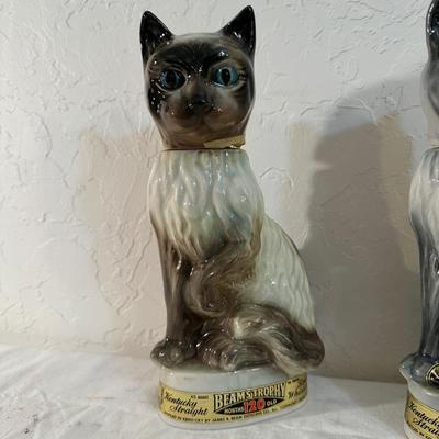 2 JIM BEAM CAT DECANTERS