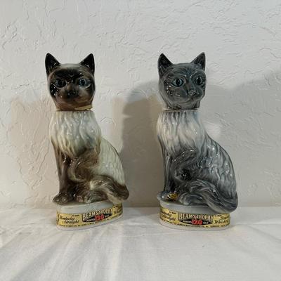 2 JIM BEAM CAT DECANTERS