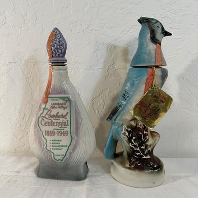 JIM BEAM LOMBARD LILAC VILLAGE & BLUE JAY DECANTERS