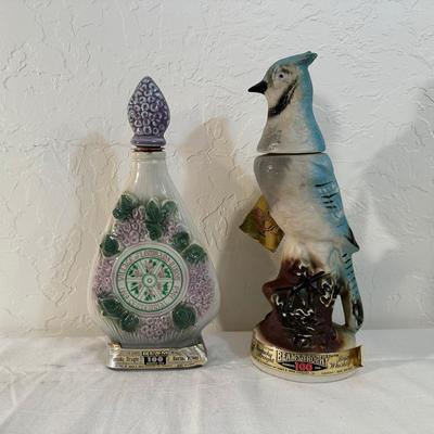 JIM BEAM LOMBARD LILAC VILLAGE & BLUE JAY DECANTERS
