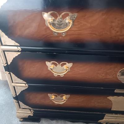 GORGEOUS KOREAN TANSU-STYLE CHINOISERIE CHEST OF DRAWERS W/BUTTERFLY HARDWARE
