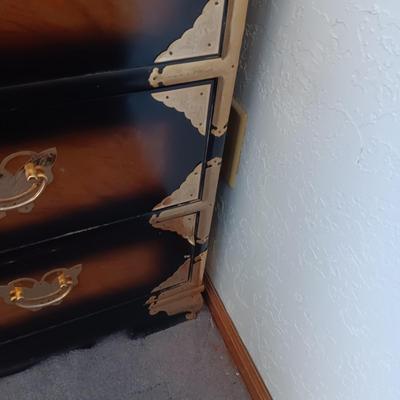 GORGEOUS KOREAN TANSU-STYLE CHINOISERIE CHEST OF DRAWERS W/BUTTERFLY HARDWARE