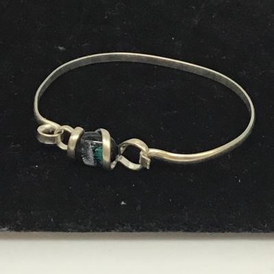 Silver Bracelet with blue/green gem