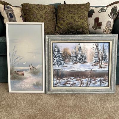 2 SIGNED OIL ON CANVAS PAINTINGS