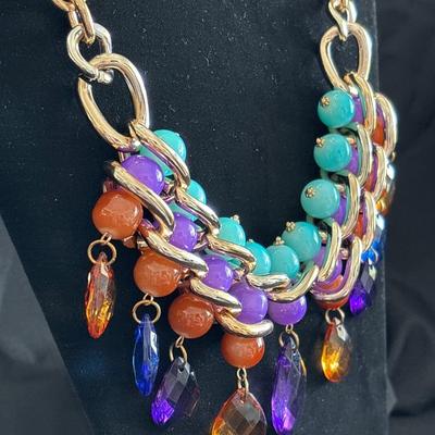 Gold toned, plastic bead women’s statement necklace