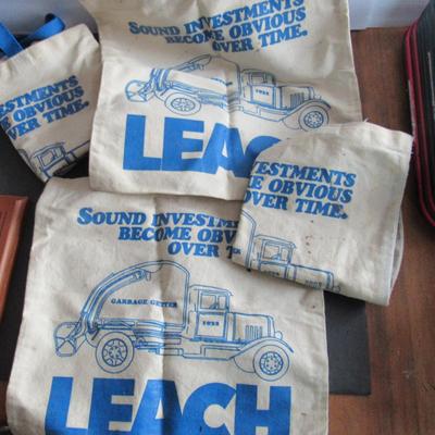 Lot of Leach Co Advertising Items, Baseball Caps, Bags, Plaque
