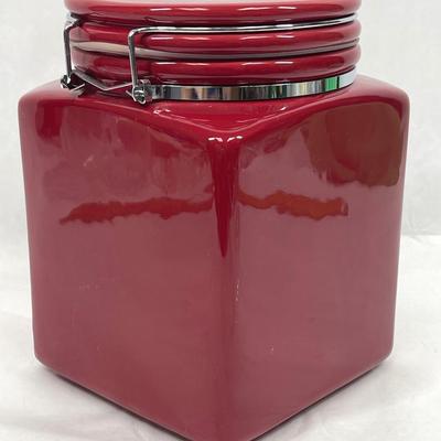 Dark Red Ceramic canister