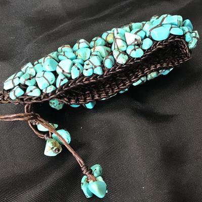 Turquoise Chip Handmade Slide Bracelet