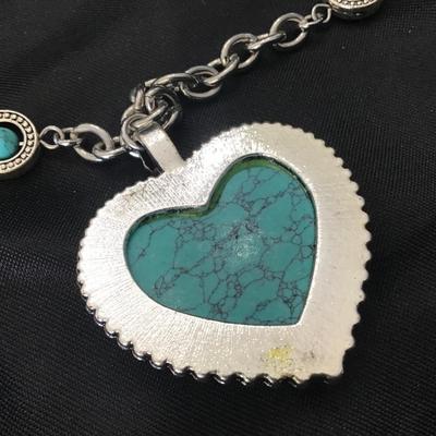 Heart Faux Turquoise Fashion Necklace
