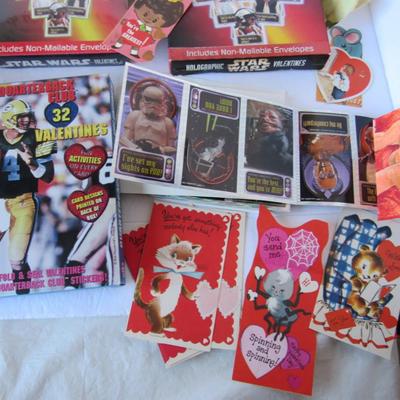 Lot of Vintage Used and Modern Star Wars, NFL Unused Valentines