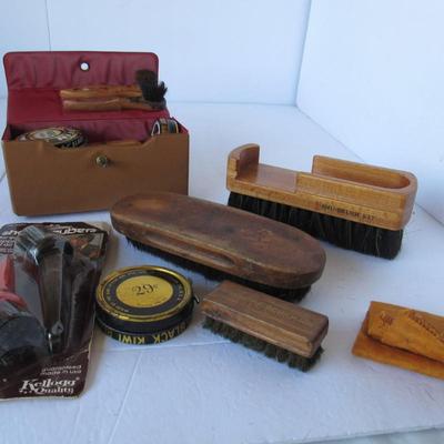 Vintage Shoe Shine Kit and Other Shoe Care Items