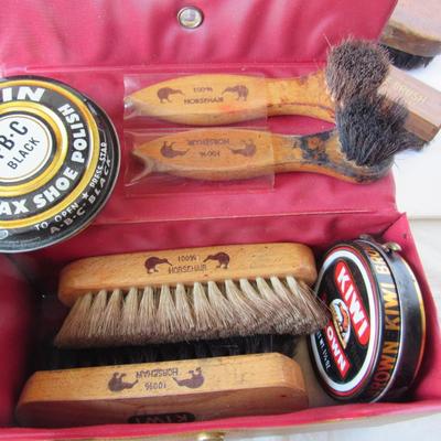 Vintage Shoe Shine Kit and Other Shoe Care Items