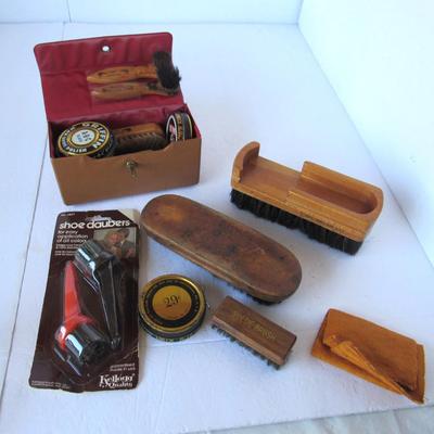 Vintage Shoe Shine Kit and Other Shoe Care Items