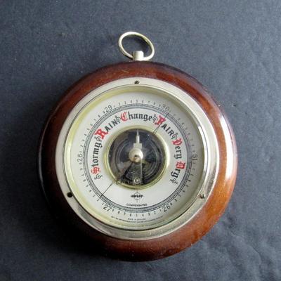 Vintage Rain Guage, Thermometer, Brass Apple, More