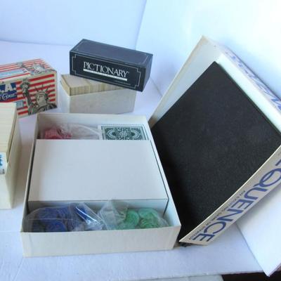 Pictionary Cards, Trivia Card Set and Sequence Game