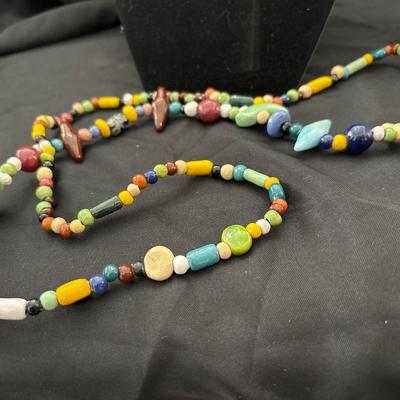 Vintage mixed colors glass beaded long necklace
