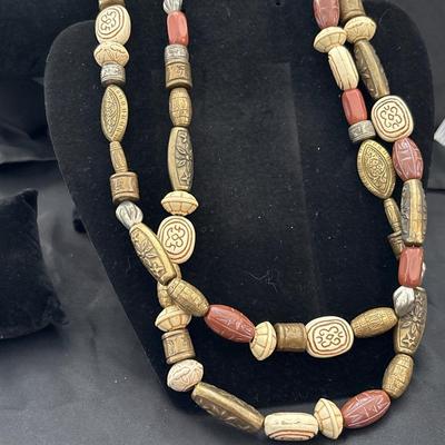 Vintage New York Studio 2 Strands BOHO Beaded Necklace Jewelry 22