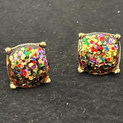 Multicolor Glitter Confetti Stud Earrings