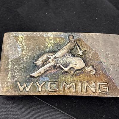 Wyoming Cowboy Saddle Bronc Vintage western belt buckleWyoming