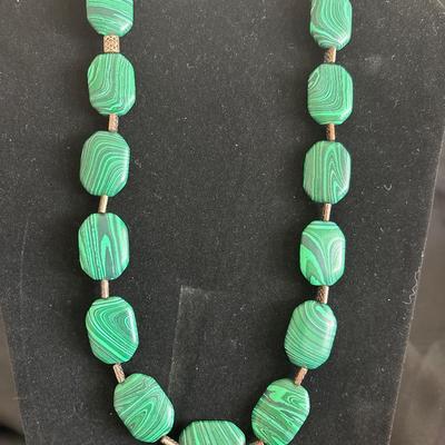 Dark green, soft stone necklace