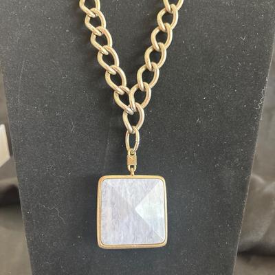 Kenneth Cole reaction chain necklace with square pendant