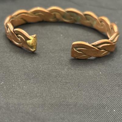 Vintage Copper Braided Cuff Bracelet 6 1/2” 40 Grams Solid