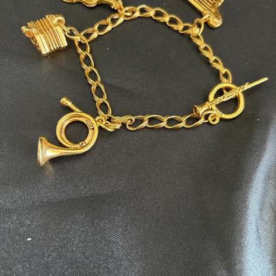 Gold, toned, music charm bracelet