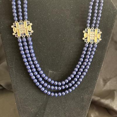 Vintage three strand beaded necklace