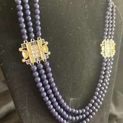 Vintage three strand beaded necklace
