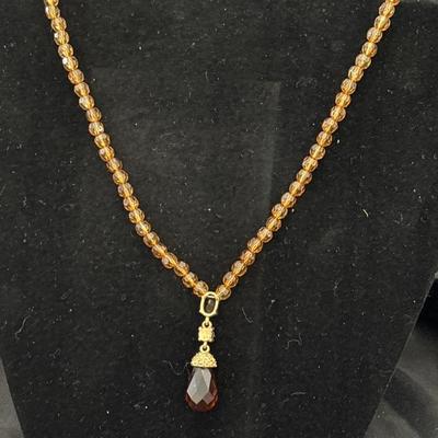 Orange Mali Garnet Crystal Necklace