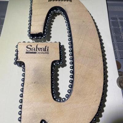 Salvati Designs "G" Repurposed Fashion Jewelry Etc Hanging Wall Decor 10" Tall x 5.5" Wide as Pictured.