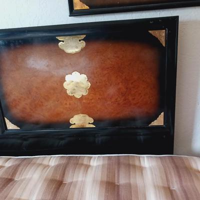 KOREAN TANSU-STYLE CHINOISERIE QUEEN SIZE HEADBOARD AND FRAME