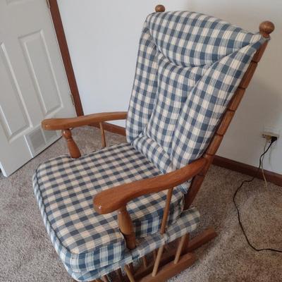 'The Chair Company' Wood Framed Glider Chair with Upholstered Cushions