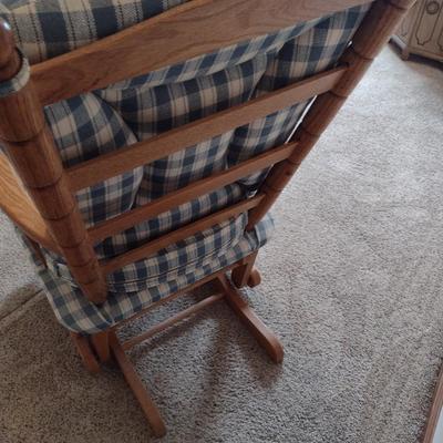 'The Chair Company' Wood Framed Glider Chair with Upholstered Cushions