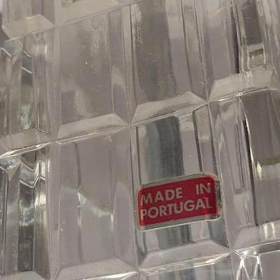 Pair of Table Top Lamps with Glass Posts and Shades