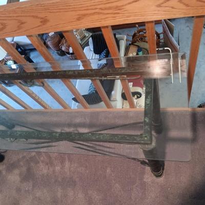 IRON FRAMED SOFA TABLE WITH A GLASS TOP